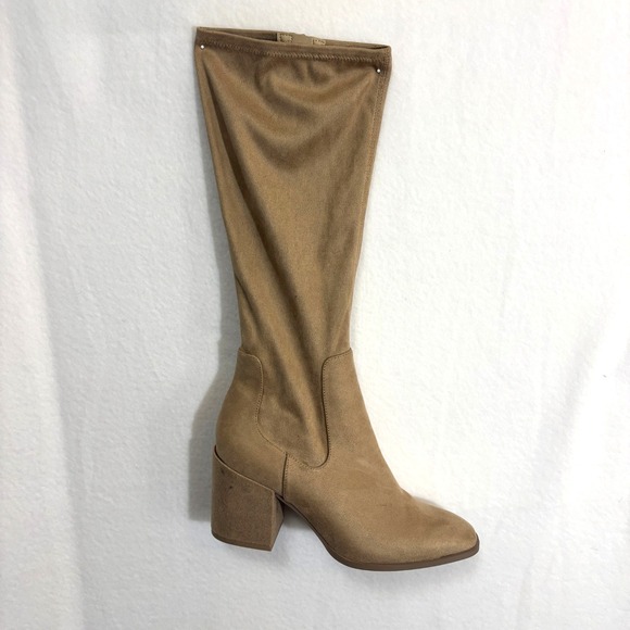 Vionic Inessa Faux Suede Tall Boot Tan women's 8.5 stretchy - Picture 1 of 10